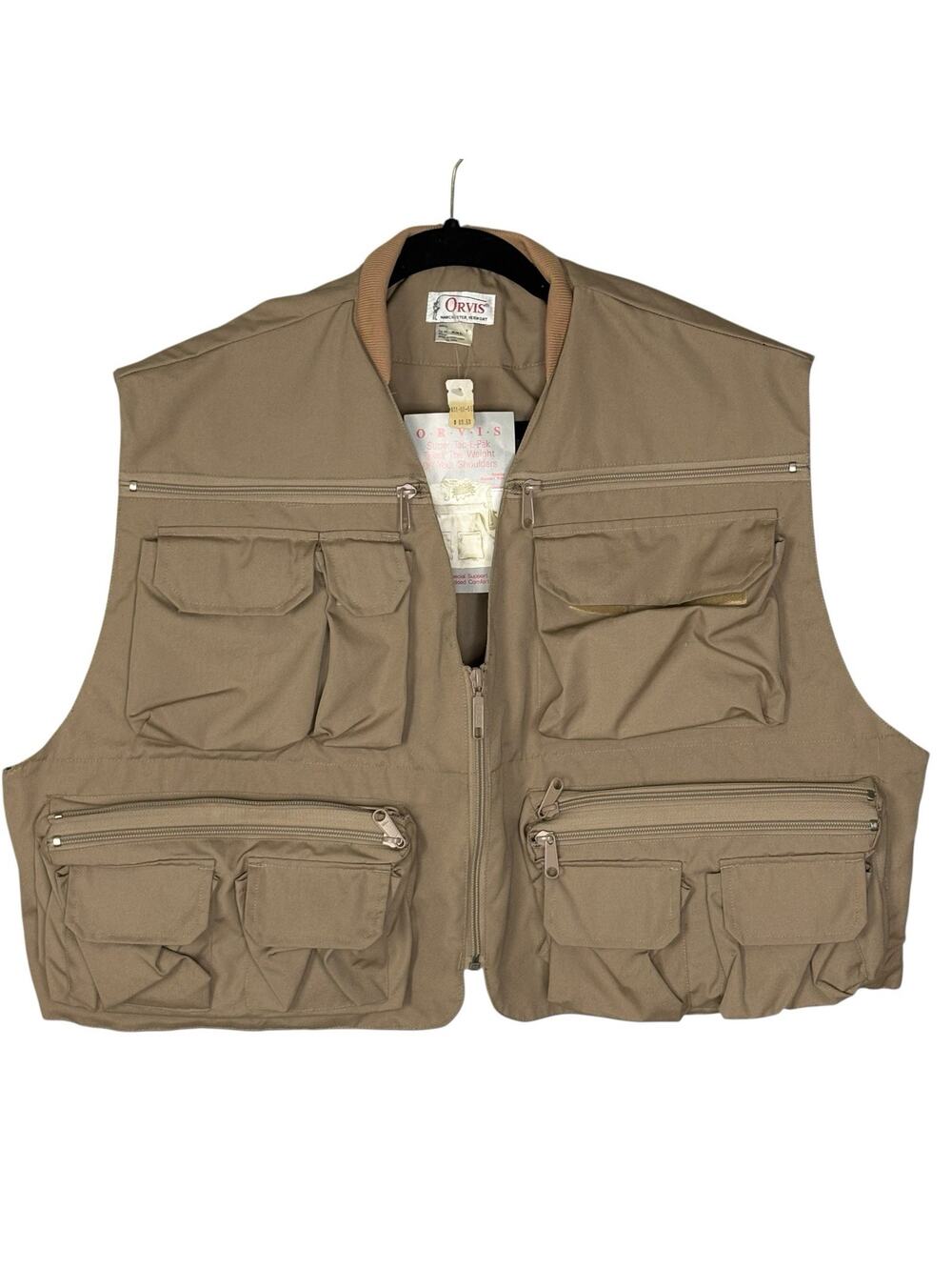 NWT Vintage Orvis Vest Mens Tac L Pac Fly Fishing Cargo Pockets Tan Size XXL